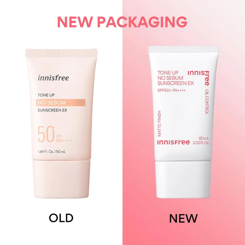 Innisfree Tone Up No Sebum Tinted Sunscreen 60ml with SPF 50+ PA++++ - Doorderma