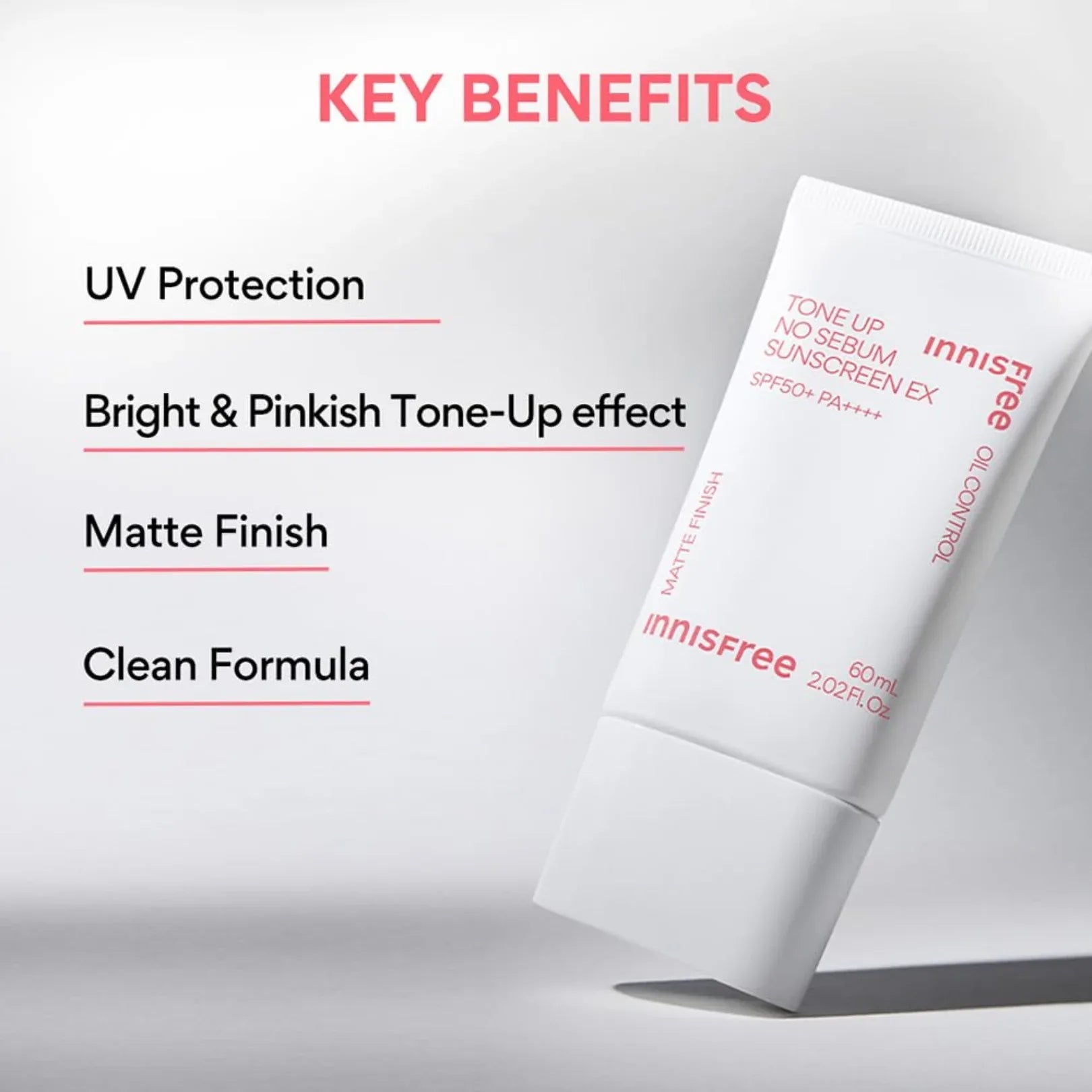 Innisfree Tone Up No Sebum Tinted Sunscreen 60ml with SPF 50+ PA++++ - Doorderma