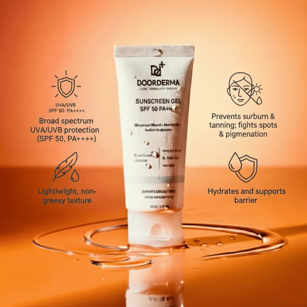 DoorDerma Sunscreen Gel SPF 50 PA++++ — Lightweight Mineral - Doorderma