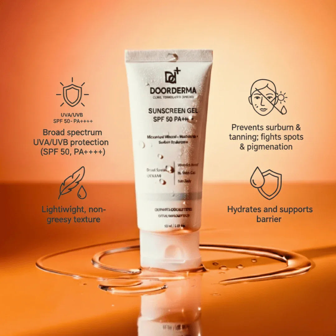 DoorDerma Sunscreen Gel SPF 50 PA++++ — Lightweight Mineral - Doorderma