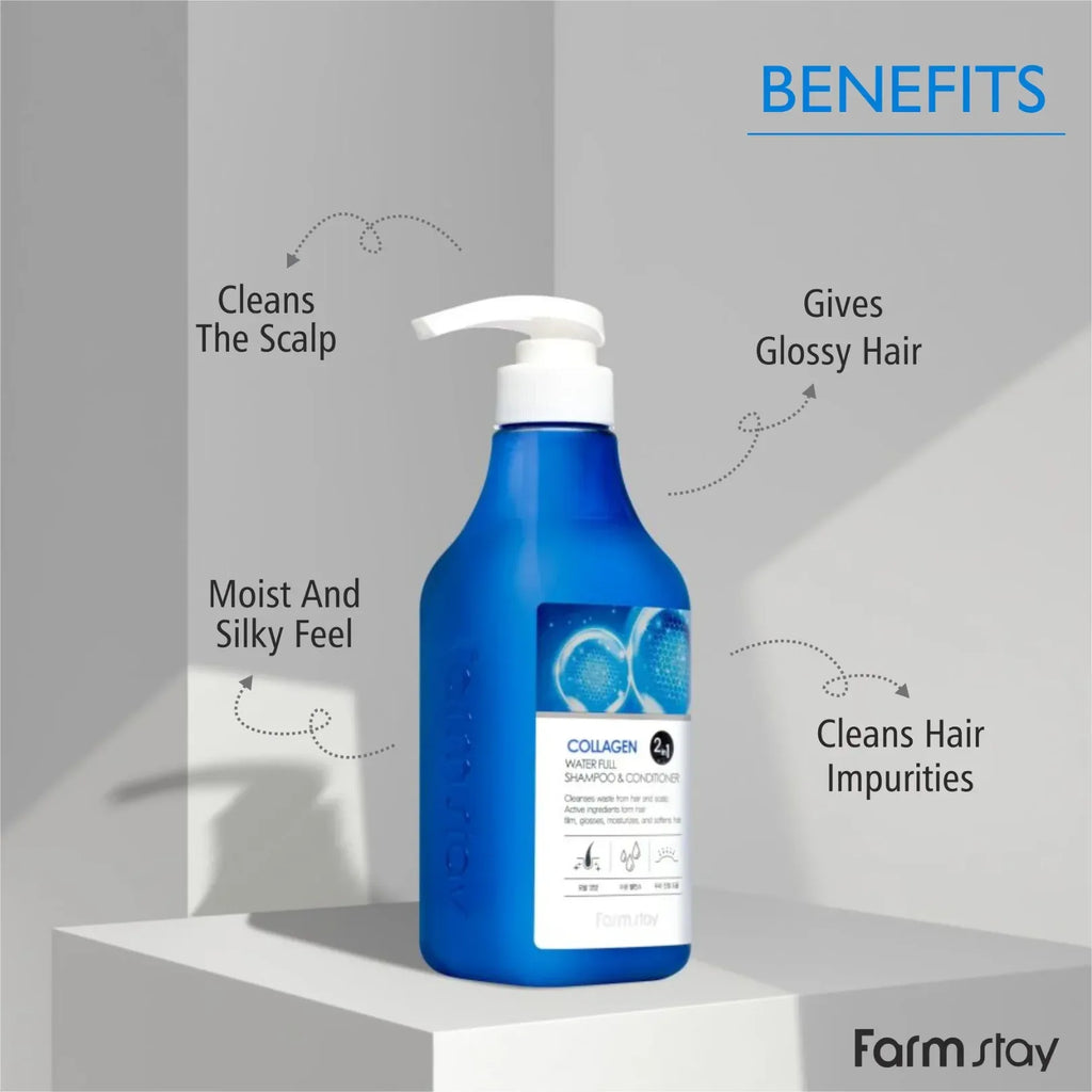 Collagen Water Full Moist Shampoo & Conditioner (530 ml) - Doorderma