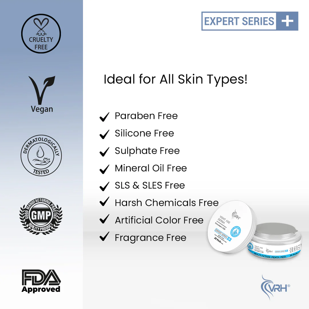 VRH MULTI ACTION PENTA PEEL | Reduces Pores & Uneven Texture | 30 Pads