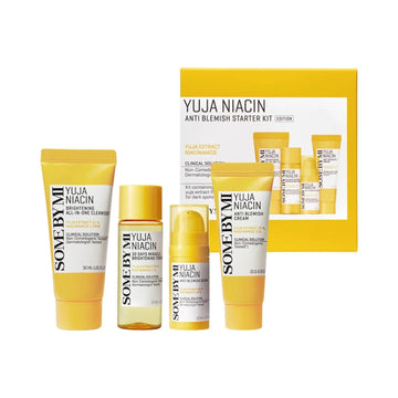 SOME BY MI - Yuja Niacin Anti Blemish Starter Kit | Includes Cleanser (30ml), Toner (30ml), Anti Blemish Serum( 10ml), and Anti Blemish Cream (20g) - Doorderma
