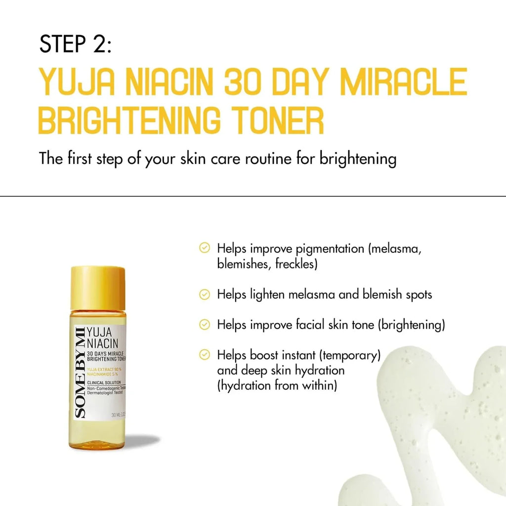 SOME BY MI - Yuja Niacin Anti Blemish Starter Kit | Includes Cleanser (30ml), Toner (30ml), Anti Blemish Serum( 10ml), and Anti Blemish Cream (20g) - Doorderma