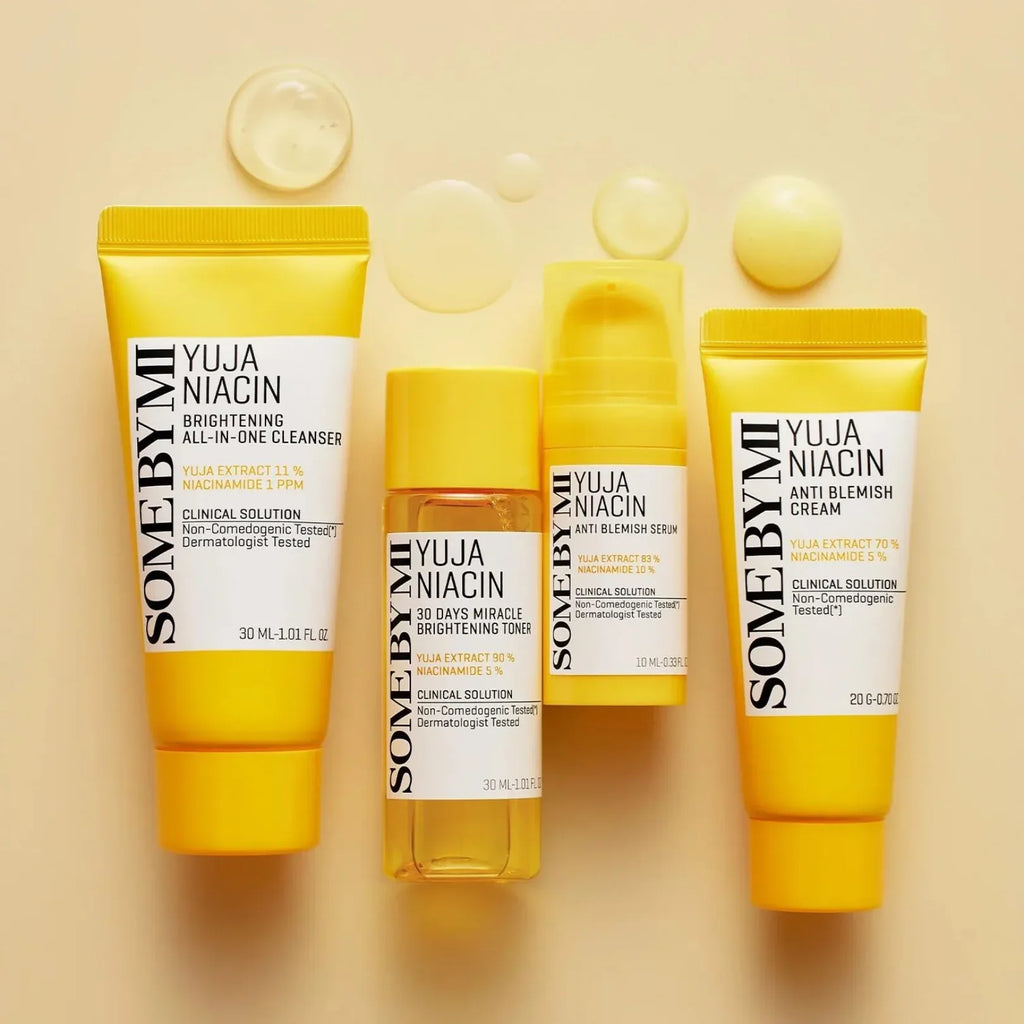 SOME BY MI - Yuja Niacin Anti Blemish Starter Kit | Includes Cleanser (30ml), Toner (30ml), Anti Blemish Serum( 10ml), and Anti Blemish Cream (20g) - Doorderma