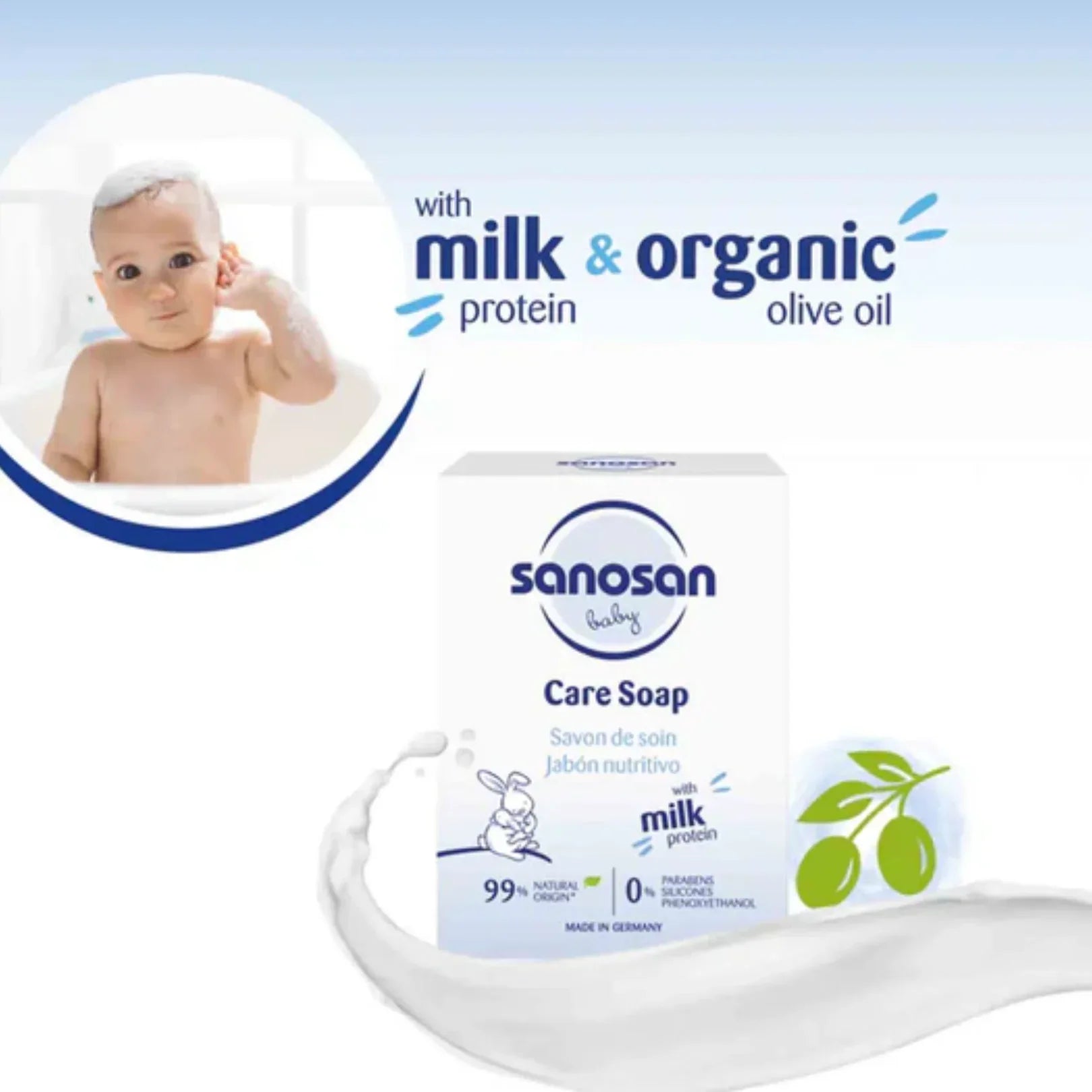 Sanosan Baby Milk Protein Care Soap (100g) - Doorderma