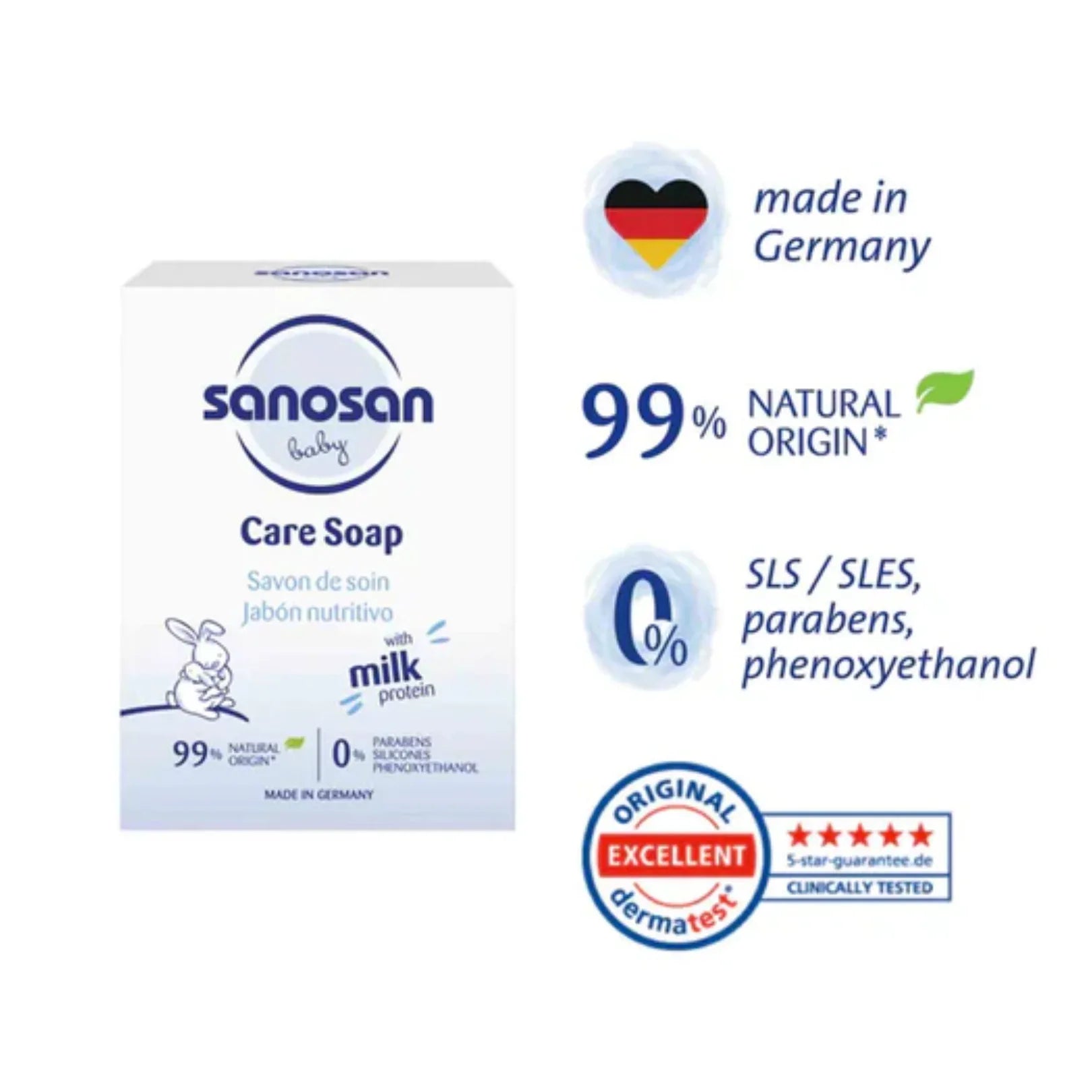 Sanosan Baby Milk Protein Care Soap (100g) - Doorderma