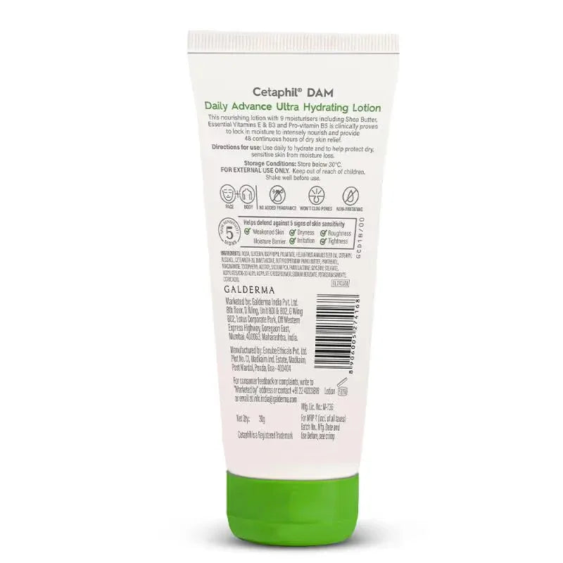Cetaphil Dam Daily Advance Ultra Hydrating Lotion With Shea Butter & Niacinamide Sensitive Skin - Doorderma