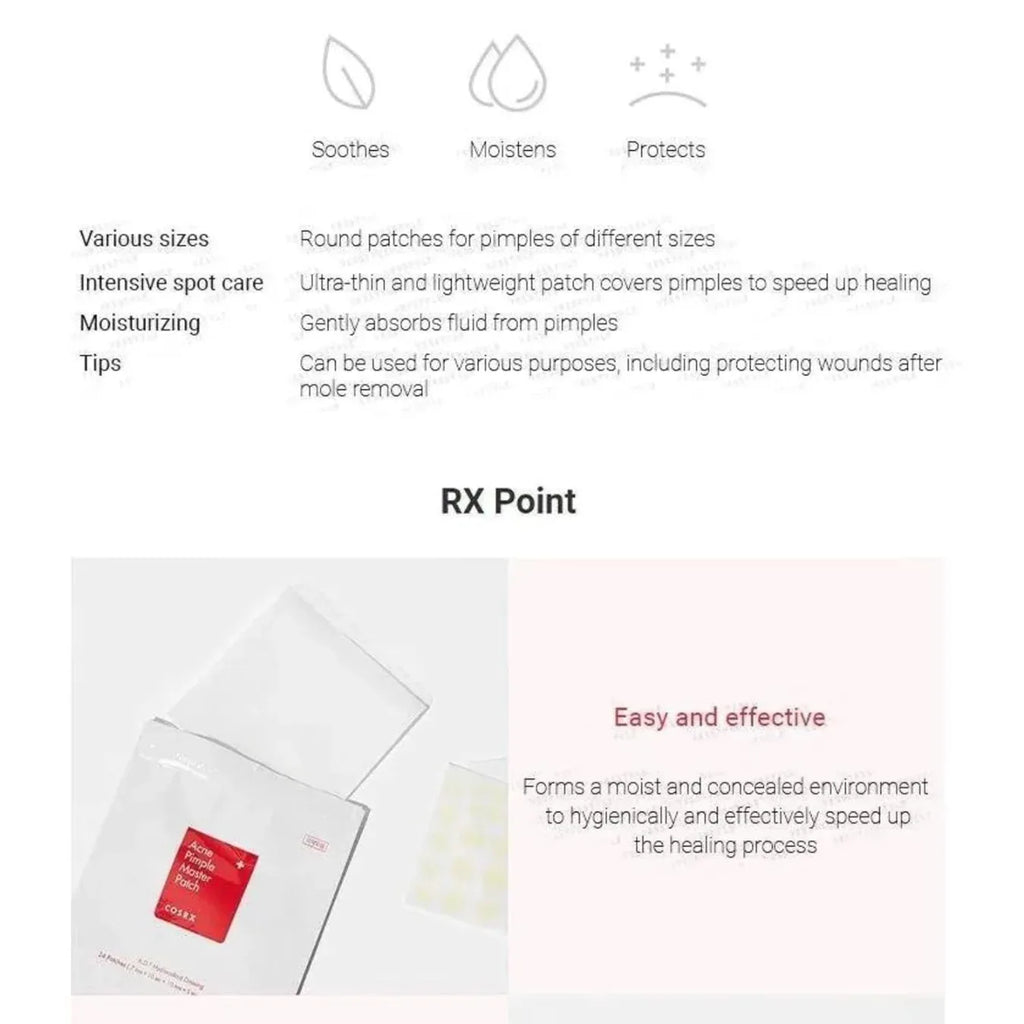 Cosrx Acne Pimple Master Patches - 24 Pieces | Discreet & Waterproof Acne Spot Treatment Patches for Sensitive Skin - Doorderma